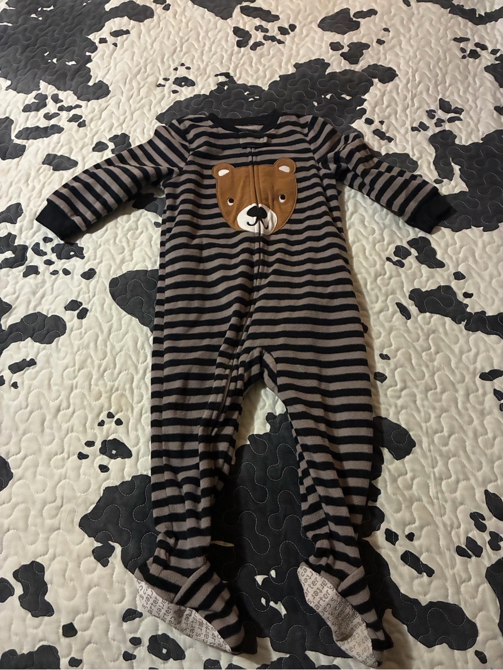 Carter's Brown and Black Striped Bear Footed One-Piece
